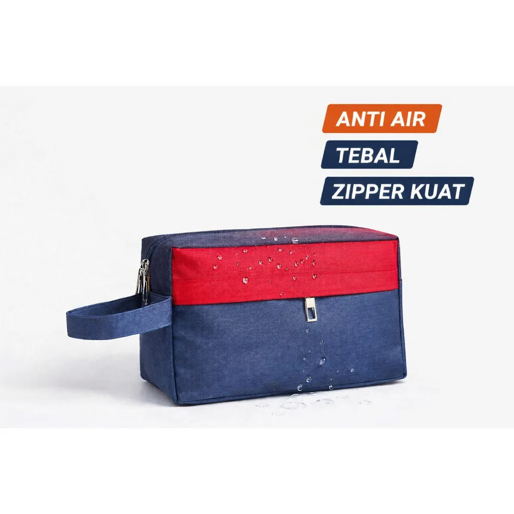 Tas Kosmetik Anti Air Travel – Pouch Makeup Tebal Zipper Kuat Kapasitas Besar