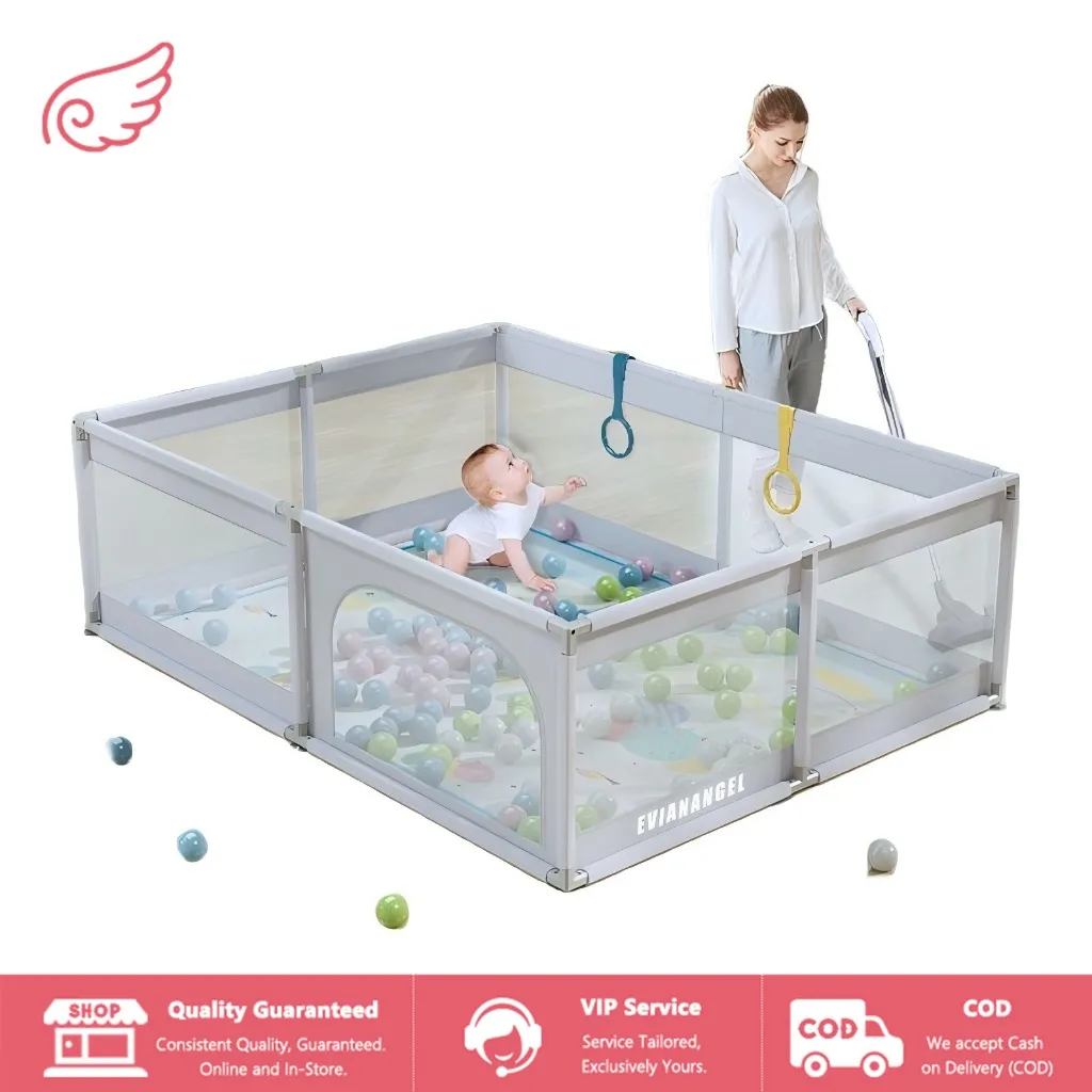 EVIANANGEL Bayi Bermain Mandi Bola Anak Pembatas Kasur Pagar Bayi Pagar Mainan Anak Playground Anak Pagar Pengaman Bayi Untuk Bermain/Pagar Bayi Kolam Mandi Anak/Tempat Bermain Anak/Mainan Tenda Anak/Pagar Mainan Anak ,Gratis 2 Ring Tarik Belajar Berdiri