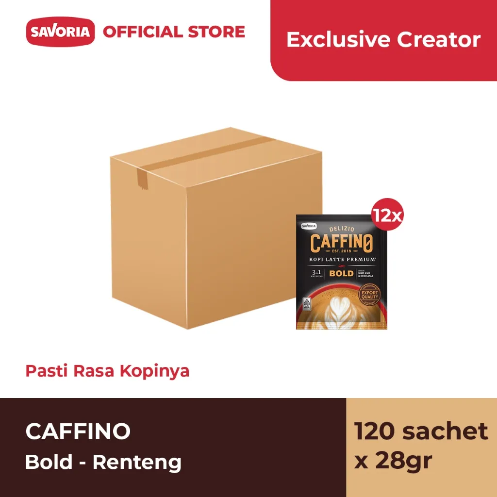 [Exclusive Affiliate] Caffino Bold Renteng 1 Karton - Bubuk Kopi Instan 120 Sachet x 28g