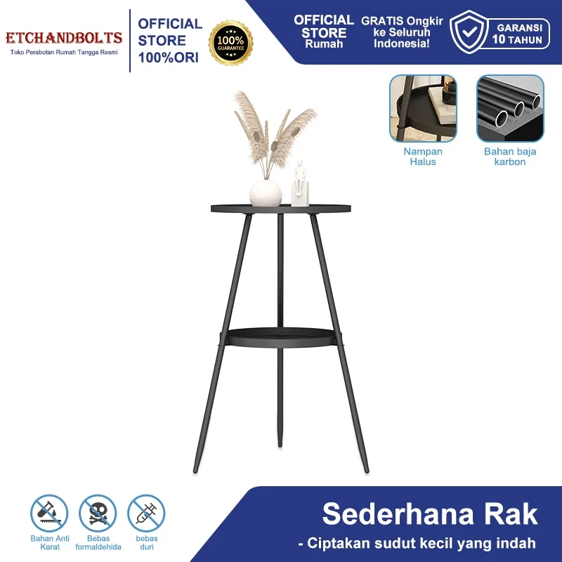 Etchandbolts Meja samping gaya Eropa besi tempa dua lapis ruang tamu retro dengan meja kopi BJ17