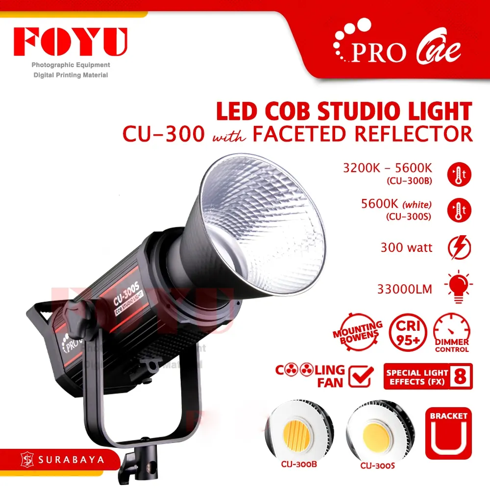 LED COB Lampu Foto Video Studio Light Lighting Continuous 300W Watt Pro One CU-300