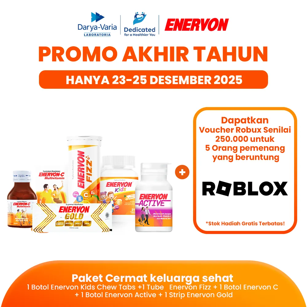 [BARU] Paket Multivitamin Keluarga Enervon Kids Tablet Hisap  + Enervon-C +Enervon Active + Enervon Fizz + Enervon Gold 1 Strip l Suplemen Kesehatan -Vitamin C, A, B Complex, D3 plus  Zinc - Membantu Memeliharan Vitamin dan Mineral Anak dimasa Pertumbuhan