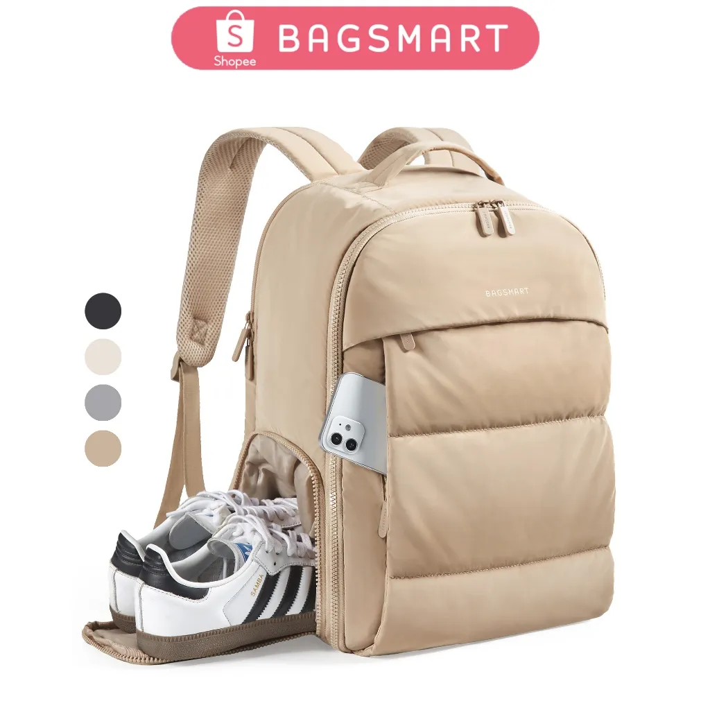 BAGSMART Ransel Backpack 30L Travel Puffy 15.6Inch Laptop Serbaguna Anti Air Slot Sepatu Duffel Bag