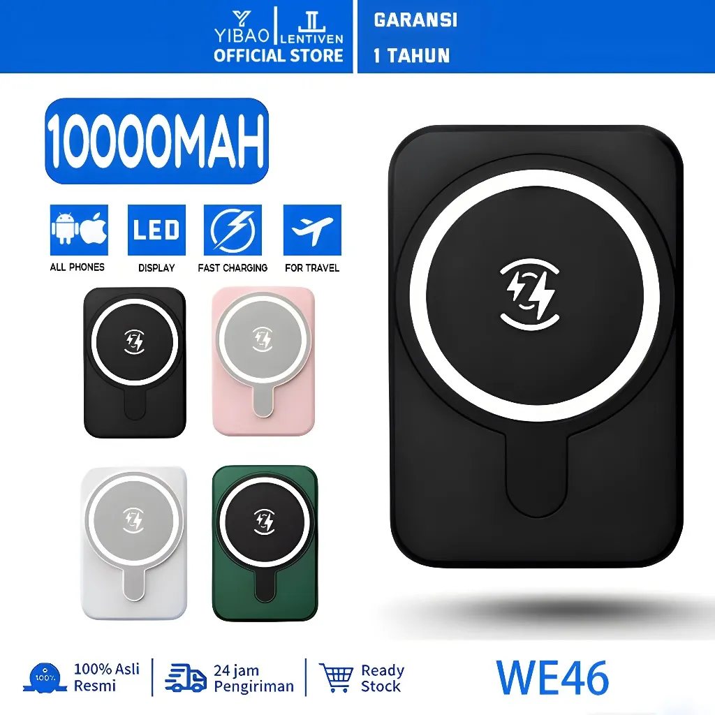YIBAO LENTIVEN Powerbank 10000 mAh Mini Fast Charging Wireless Charger For IOS Android