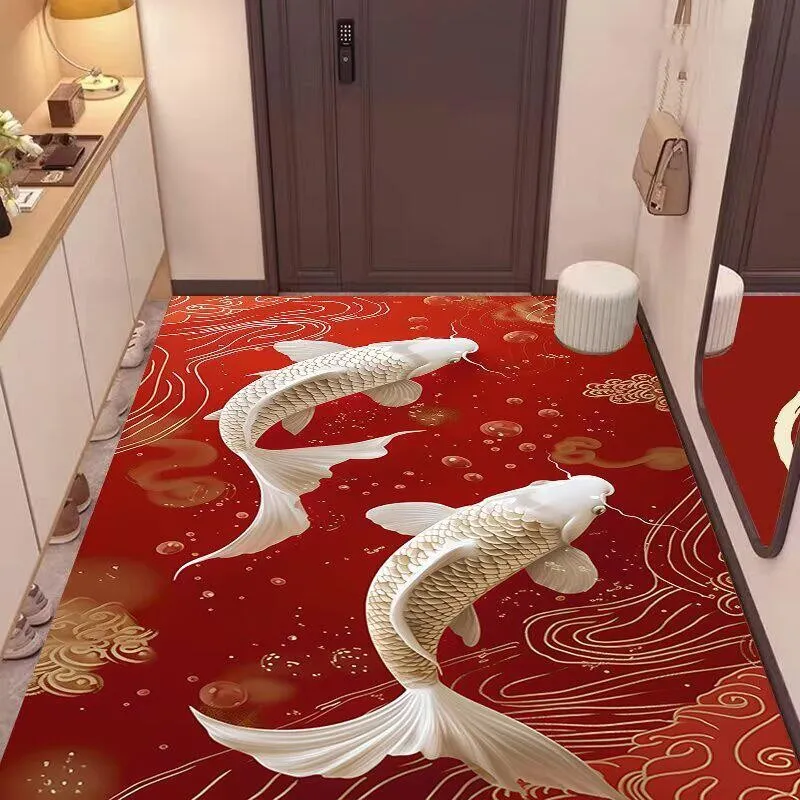 Tumbuh Karpet Premium – Karpet Kulit Sintetis / Karpet Ruang Tamu / Karpet Ruang Keluarga / Anti-Slip / Motif Ikan Koi