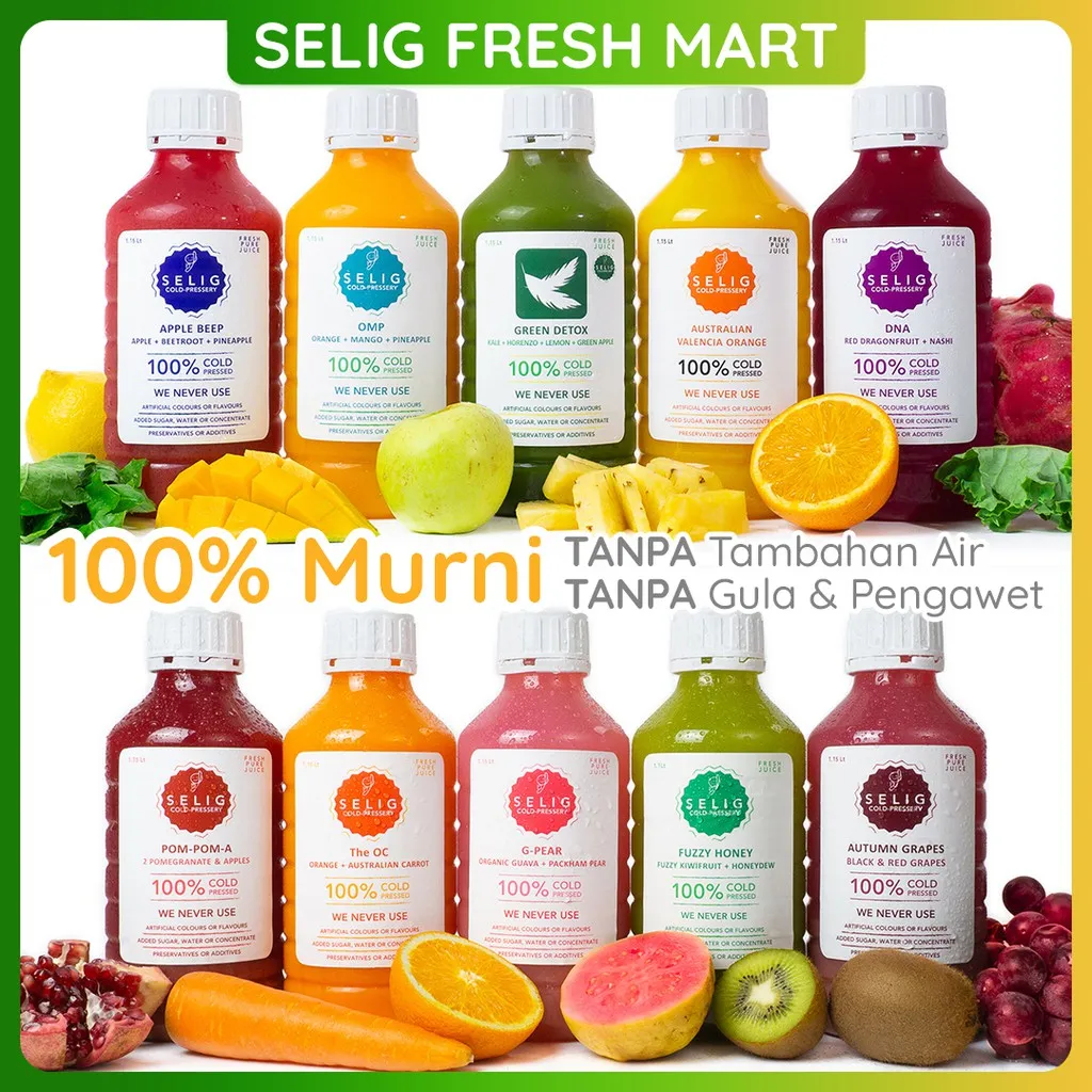 Cold Pressed Juice 100% Buah Asli 1150ml Jus Sehat & Segar - Selig Fresh Mart