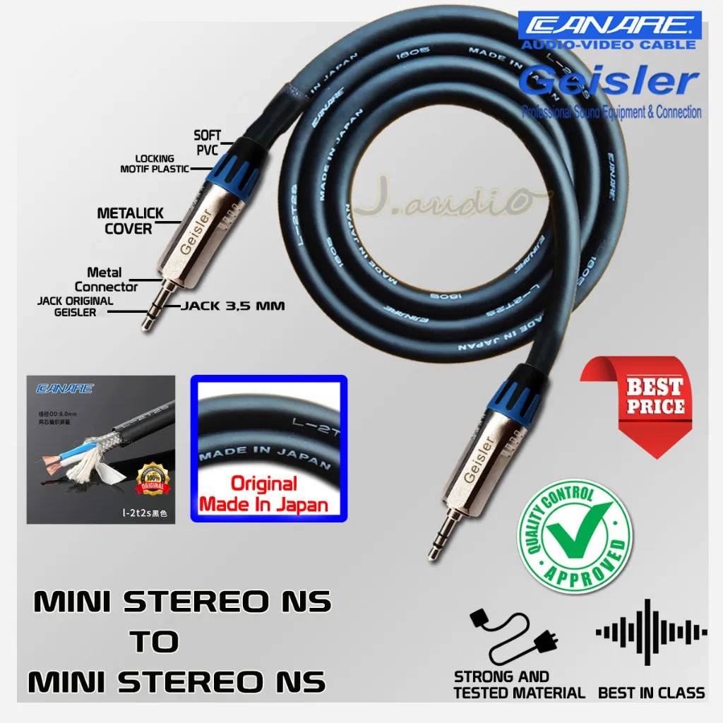 MADE IN JAPAN - Kabel audio laptop / hp terbaik Mini AUX stereo NS to Mini AUX stereo NS GEISLER - JUAN AUDIO