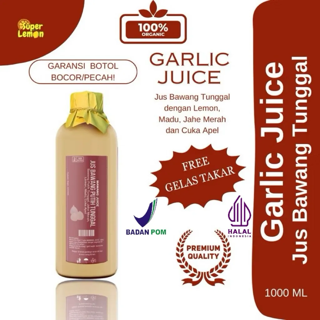 BPOM 1Liter Jus Bawang Putih Tunggal Minuman Diet Jus Diet Jahe Merah Lemon Cuka Apel Madu