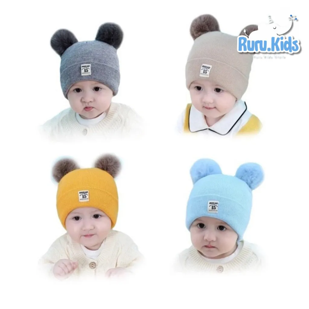 Topi Kupluk Moonlight 15 / Topi wol PomPom 15 Anak laki laki Perempuan