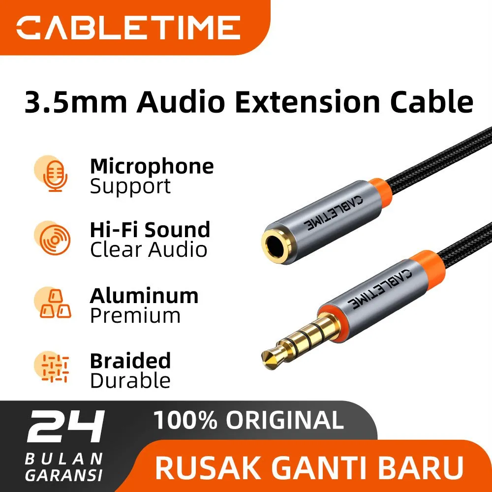CABLETIME Kabel Aux Audio Extension 3.5mm Male to Female