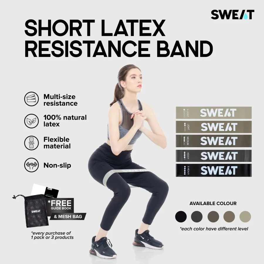 SWEAT Short Latex Resistance Band Set | Karet Elastis Tension Untuk Olahraga Dan Stretching