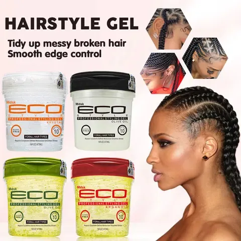 ECO STYLE Profesional Styling Gel 473ML Black Castrol Flaxseed Oil | Krystal | Olive Oil | Argan Oil