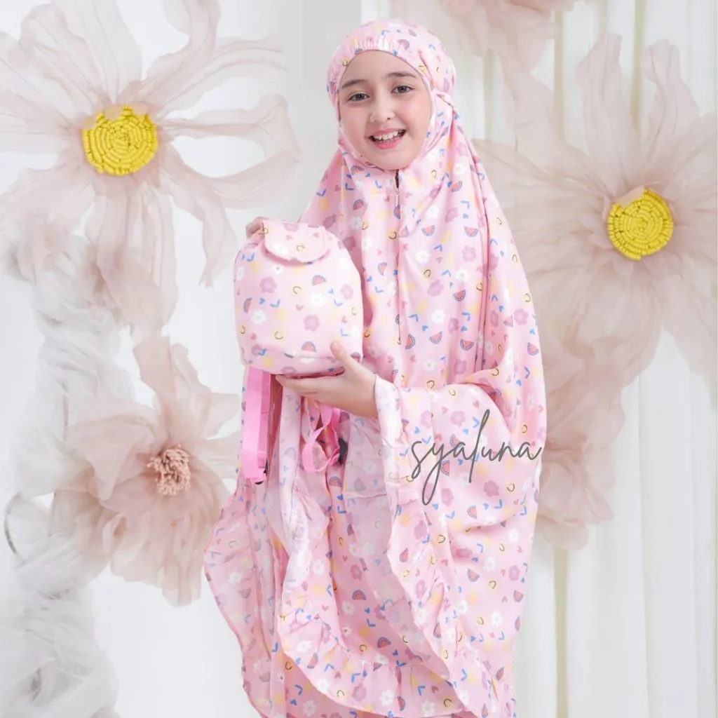 SYALUNA - Mukena Anak 2in1 Mukena Anak Rayon Resleting Dagu Alana