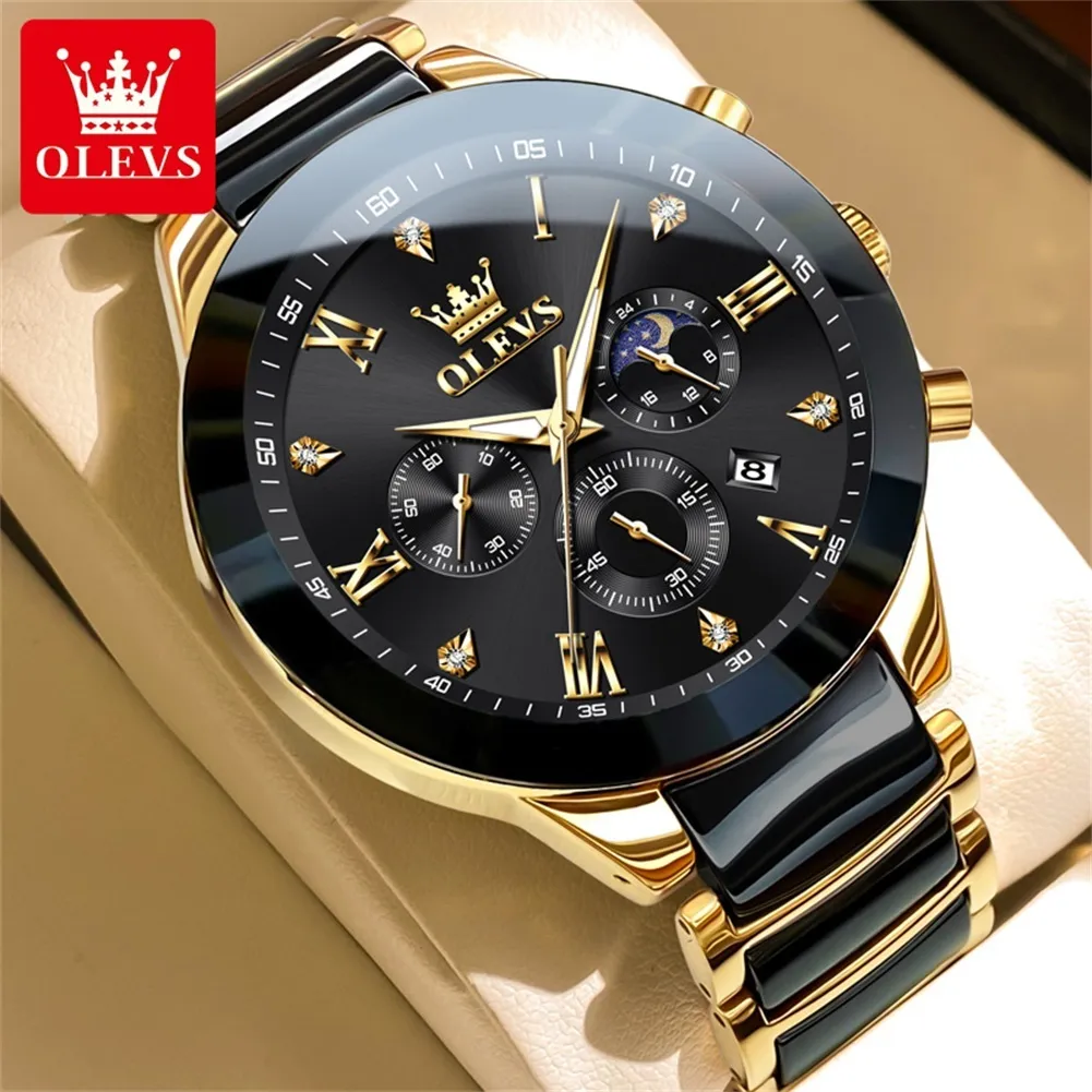 OLEVS Jam Tangan Pria Anti Air Rantai Anti Karat Original Mewah Luxury Bercahaya Kalender Multifungsi Quartz Watch Men 7004