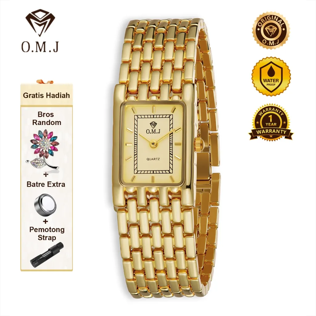 O.MJ. G087 Jam Tangan Emas Retro Style Model Bintang 2025 Jam Pesta Serasi Mewah Mesin Swiss Bergaransi