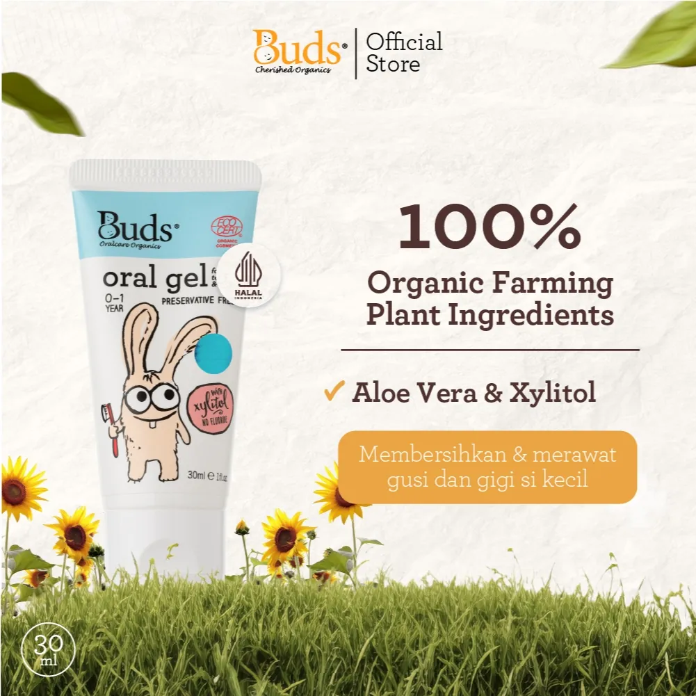 Buds Organics Oral Gel for Baby Teeth & Gums 0-1 Thn - Pasta Gigi Odol Toothpaste Bayi dan Anak