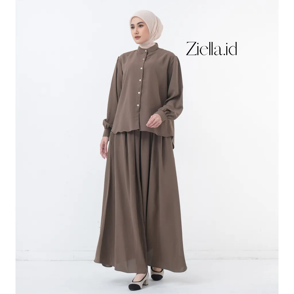 Ziella - Livia One Set Wanita Muslim Setelan Rok Bahan Cotton Anti UV  Anti Sinar Matahari Lembut Adem Nyaman Jatuh Bumil dan Busui Friendly