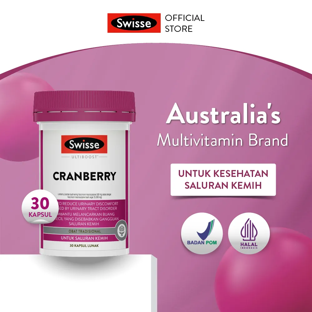 Swisse Ultiboost Cranberry - Multivitamin Suplemen & Vitamin Pelancar Saluran Kemih
