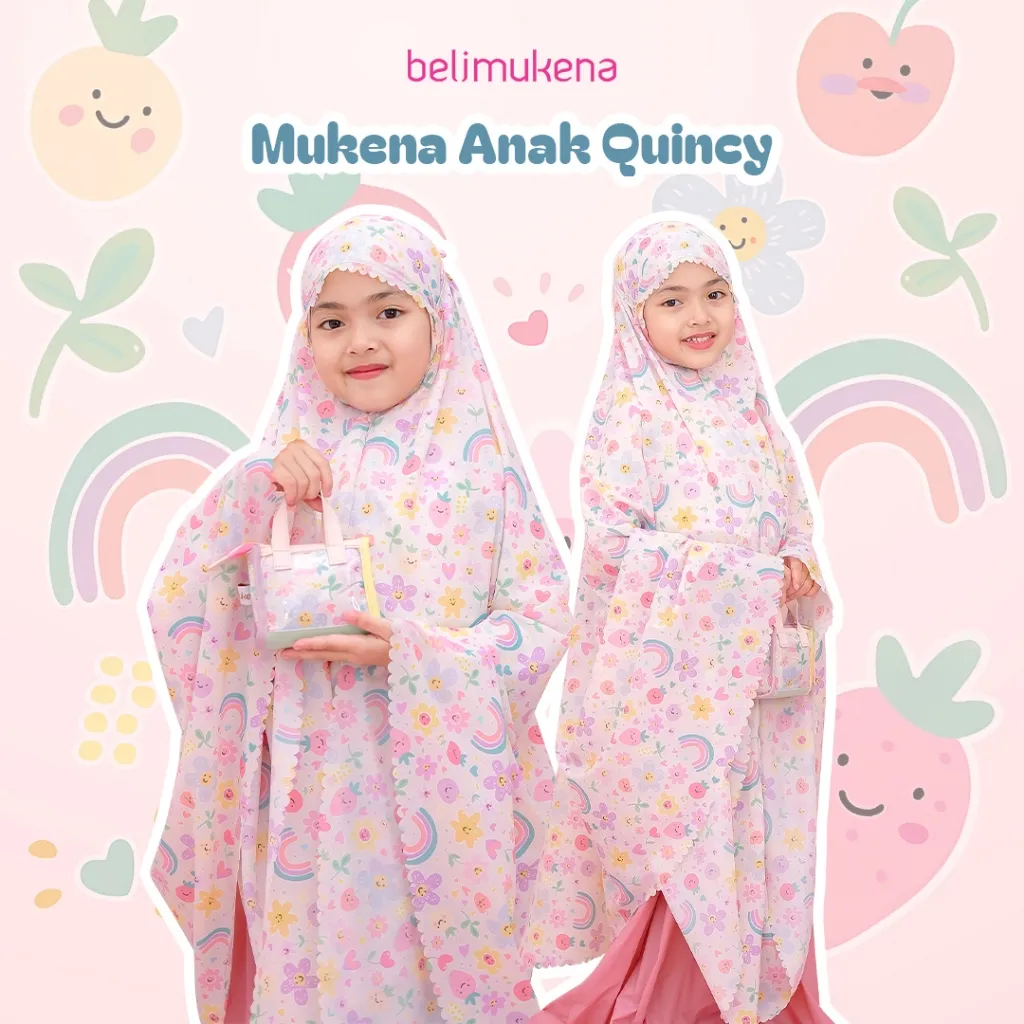 (FREE SAJADAH) BELIMUKENA PREMIUM - Mukena Travel Parasut Anak Motif Cute Bag Quincy