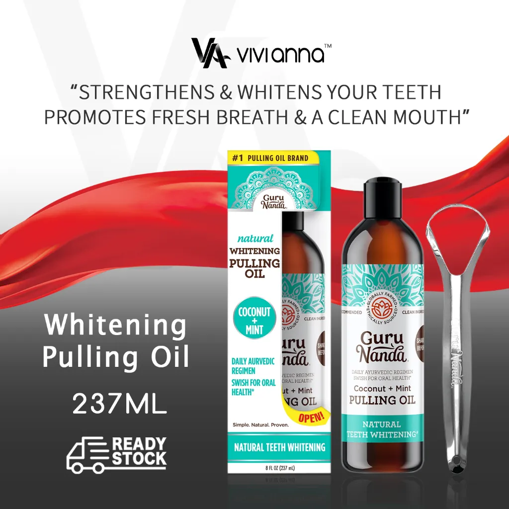 [FLASH SALE] USA GuruNanda Obat Kumur 237ml, USA Mouthwash Guru Nanda Pulling Oil, GuruNanda Coconut Mint Teeth Whitening Oral Rinse Oral Health Coconut Mint untuk Kesehatan Mulut