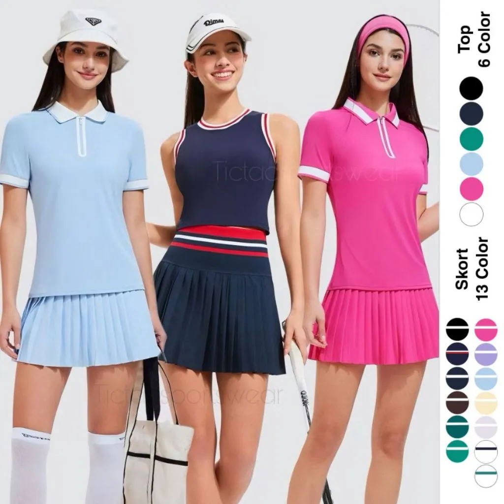 WINTER SERIES PADEL (S-XL) POLO SHIRT + TANKTOP + SKORT OLAHRAGA TENNIS WANITA (dijual terpisah)