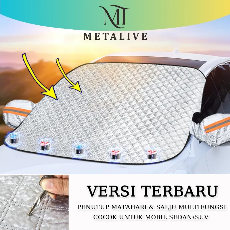 METALIVE Penutup Kaca Depan Mobil Anti UV Pelindung Cover Magnetik Penutup Matahari/Salju Aluminium