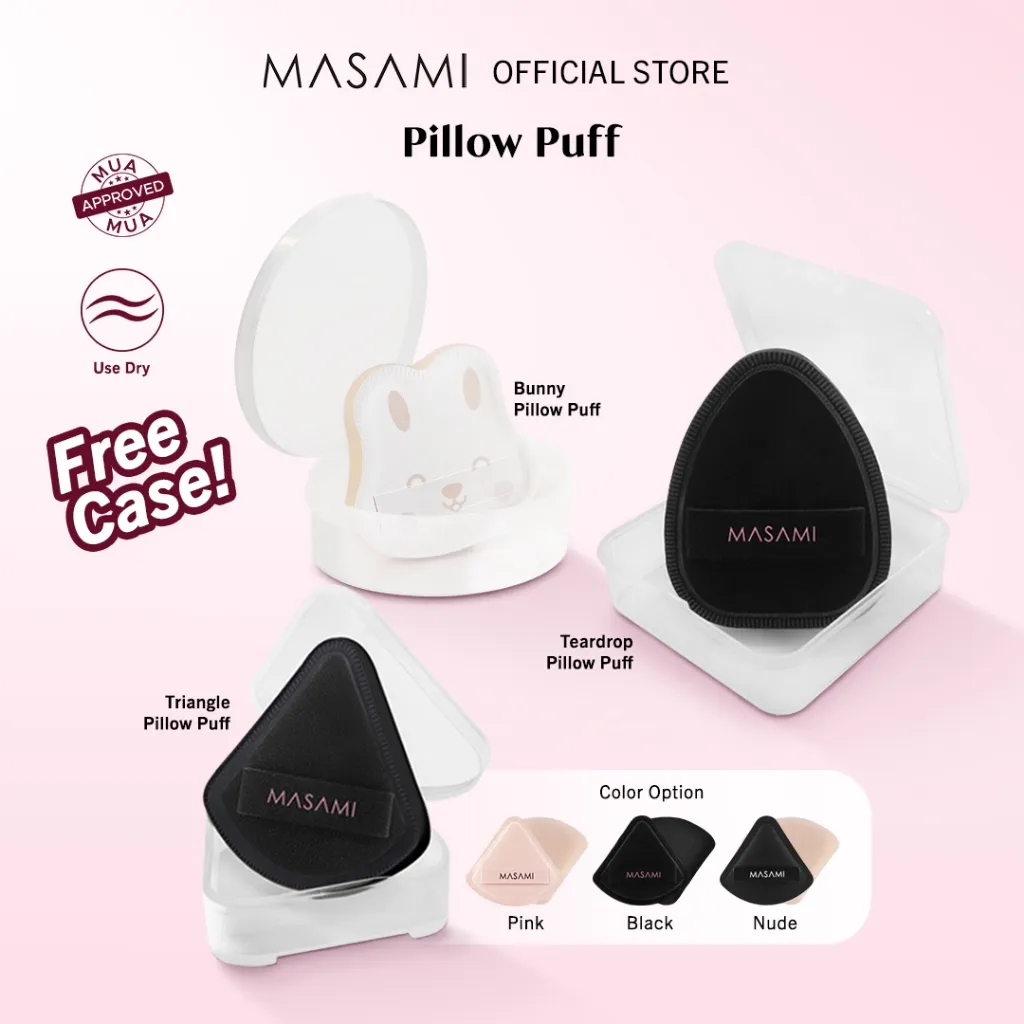 Masami Pillow Puff / Puff Foundation / Pillow Triangle Puff Teardrop Pillow Puff / Bunny Pillow Puff / Puff Cushion / Puff Concealer / Spons Make Up Segitiga Tebal / Bundle Perfection Bundle Puff Precision Duo