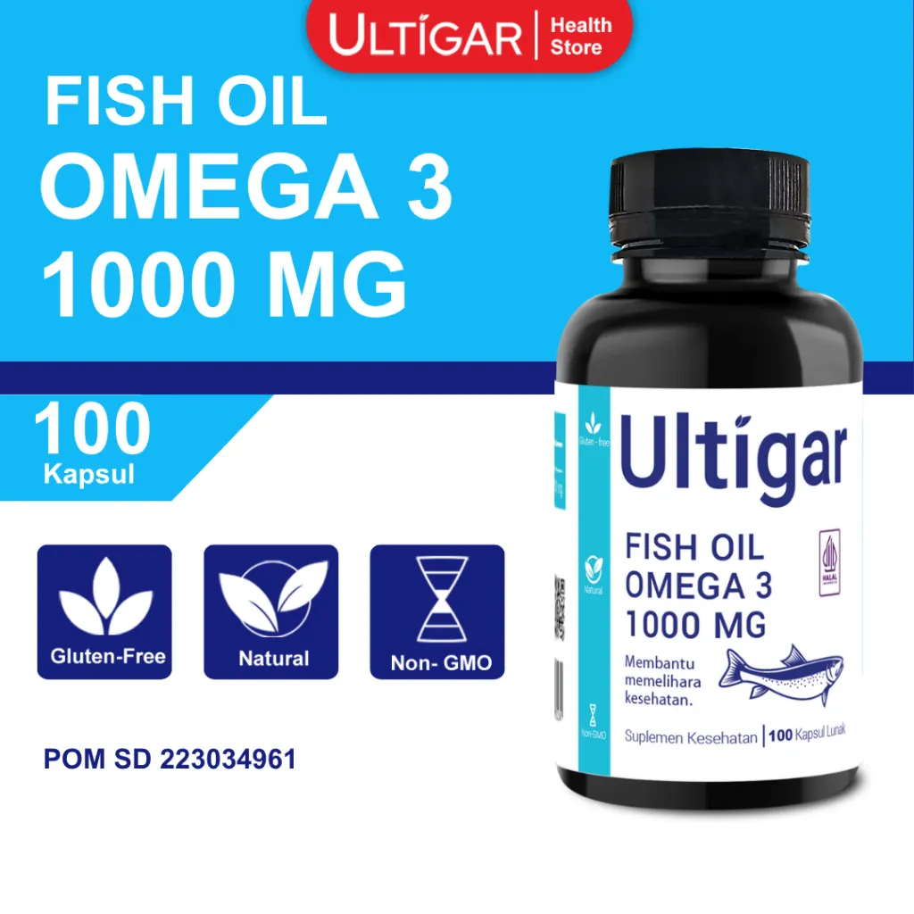 Ultigar Fish Oil Omega 3 1000 mg - Isi 100 Kapsul - Suplemen Kesehatan
