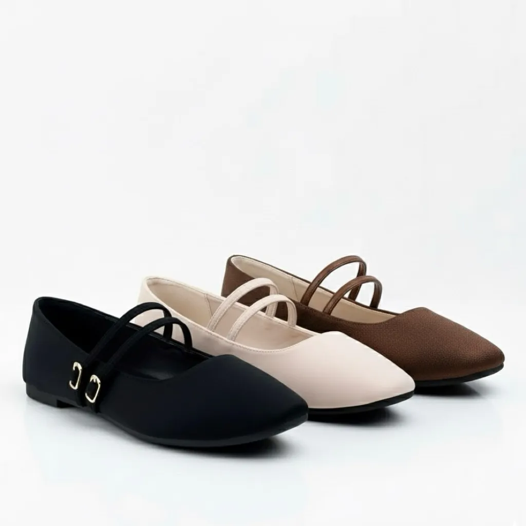 Mauroco Flat Shoes Wanita Tali Ganda Gesper