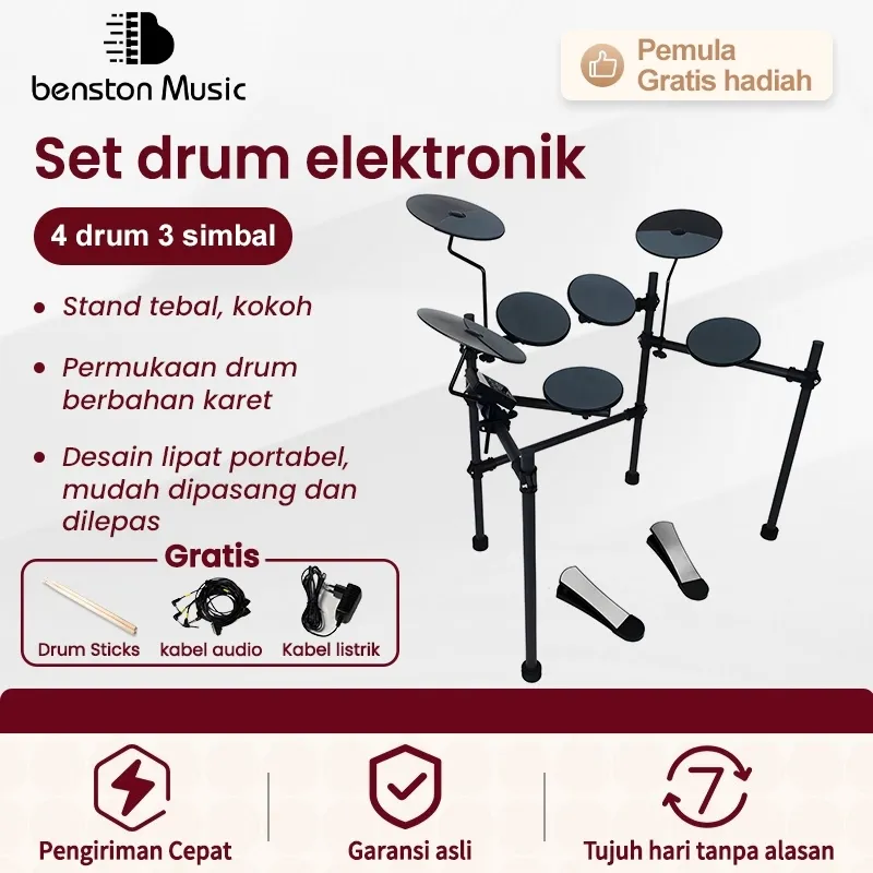 Benston Music- Drum elektrik / Set drum elektronik / drum elektronik profesional / instrumen perkusi / drum pemula / drum lengkap / alat musik drum elektrik