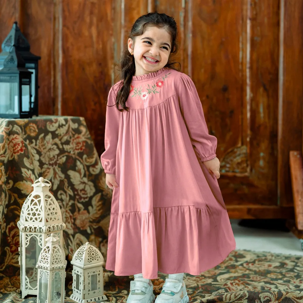 [HELLOMINI] 2-10T EID 2026 Az-Zura Premium Katun Nyaman Bordir | Dress Gamis Anak Baju Lebaran Fitri