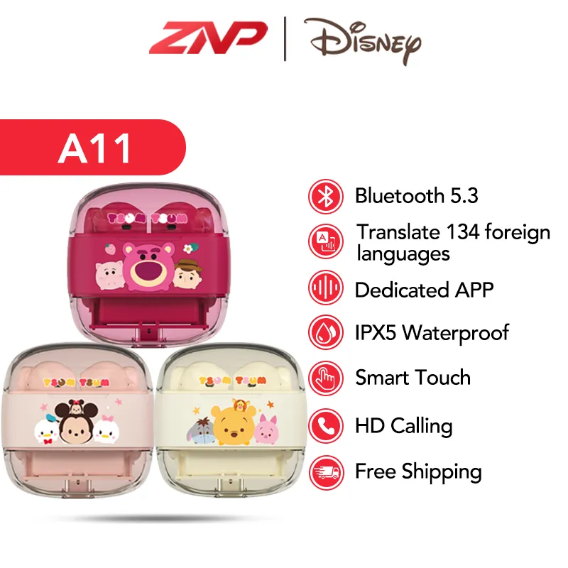Disney A11 Earphone Nirkabel Bluetooth V5.3 TWS Bass Pengurangan Kebisingan Headset