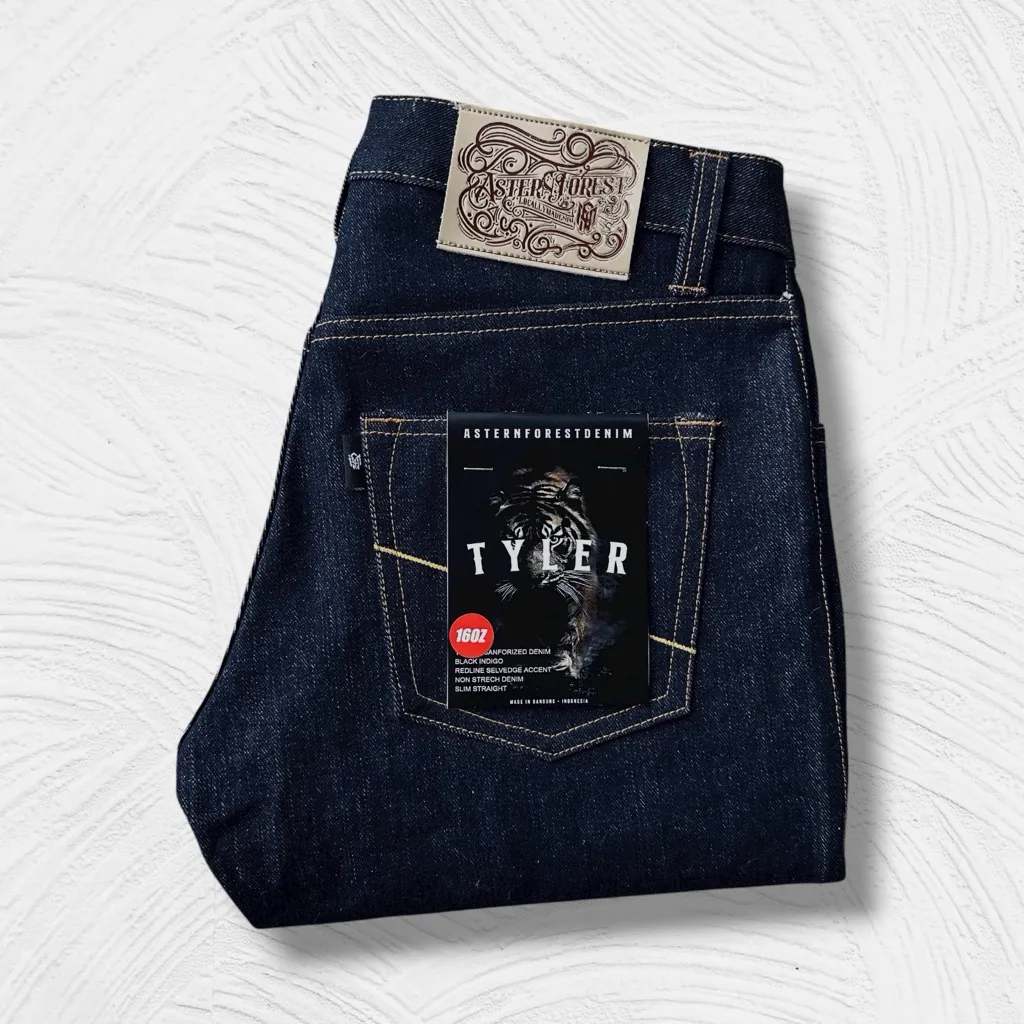 Asternforest Celana Denim Selvedge Accent Tyler 16oz Black Indigo