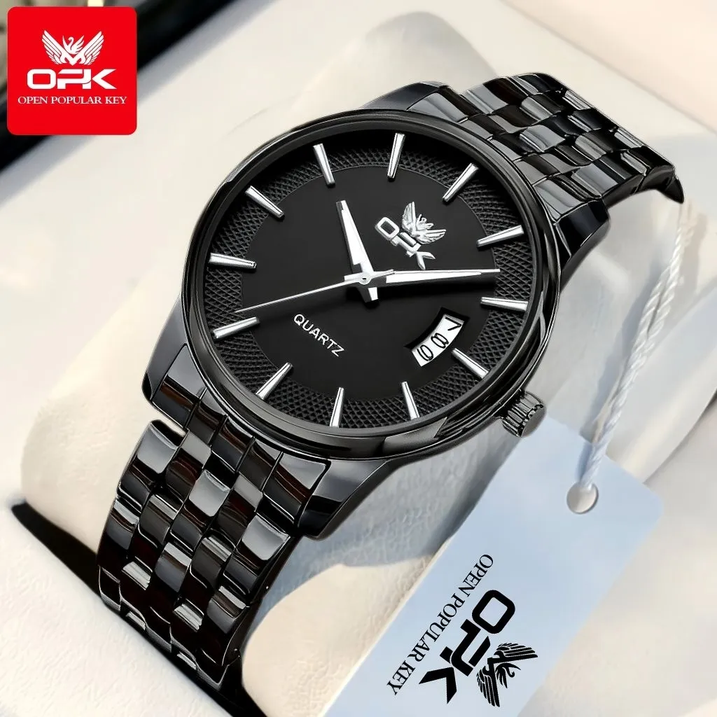 Jam Tangan OPK Pria 6045 Anti Air Original Stainless Steel Luxury Bisnis Kasual Kalender Men Watch