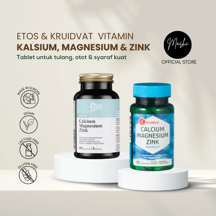 Etos atau Kruidvat Vitamin Kalsium, Magnesium & Zink | Vitamin Remaja & Dewasa | 100% Ori Belanda