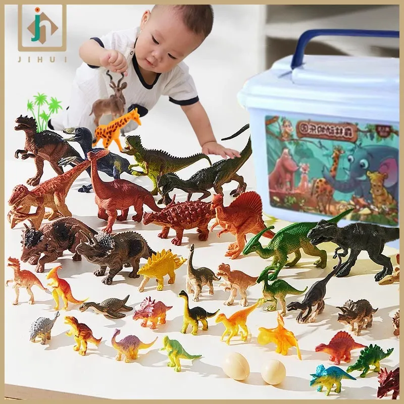 JIHUI Mainan 58 PCS Figure Hewan Animal Figure Set / Dinosaurus Miniature Figurine With Box