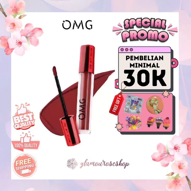 OMG OH MY GLAM Mattelast Lip Cream 2.9 g - Lip Cream Matte Dengan Warna Intense, Tahan Lama & Ringan