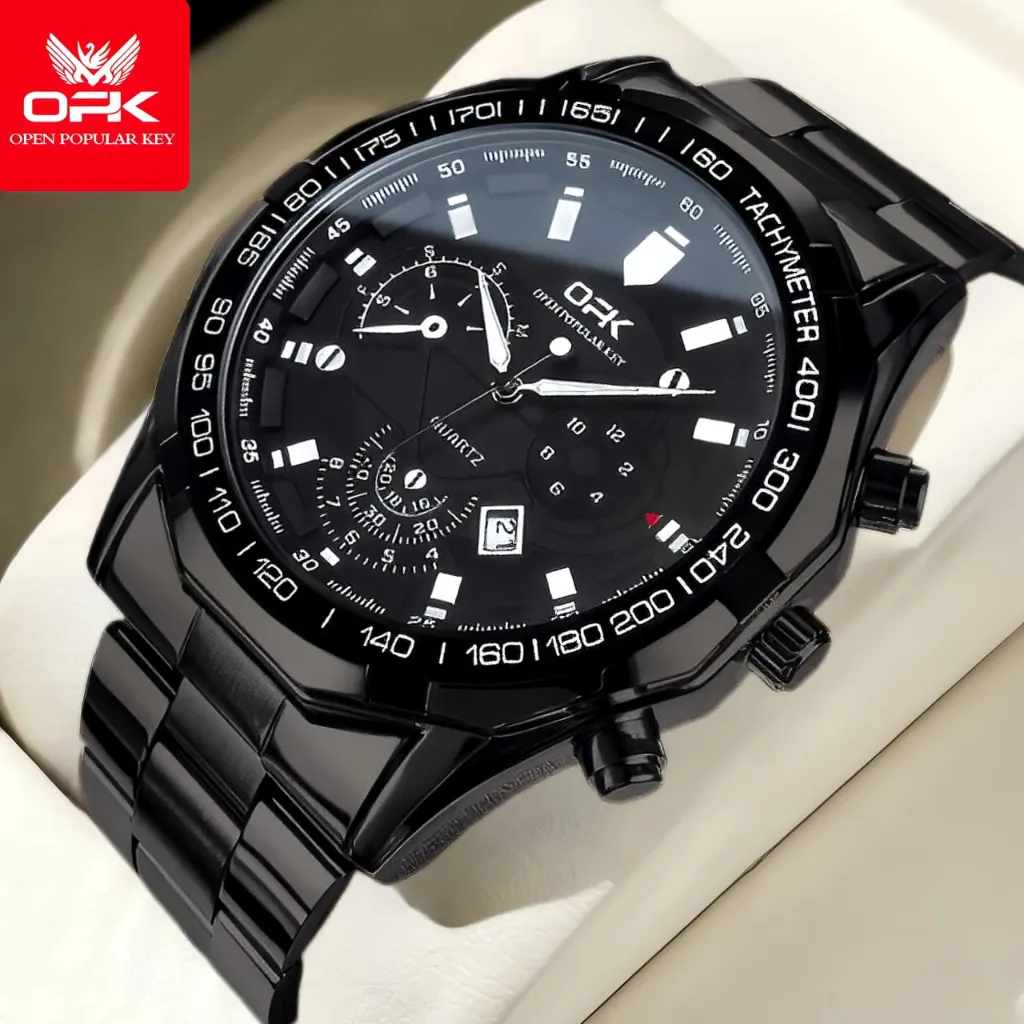 OPK 8127 Jam Tangan Pria Original 100% Tahan Air Analog Luxury Bisnis Stainless Steel Men Watch COD