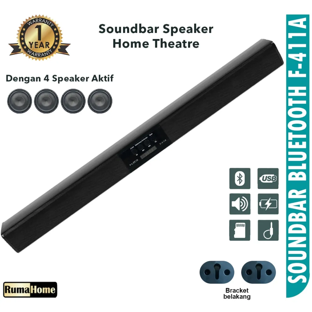 Soundbar Speaker panjang 1 meter wireless garansi 1 thn Home Theater Bluetooth super bass.