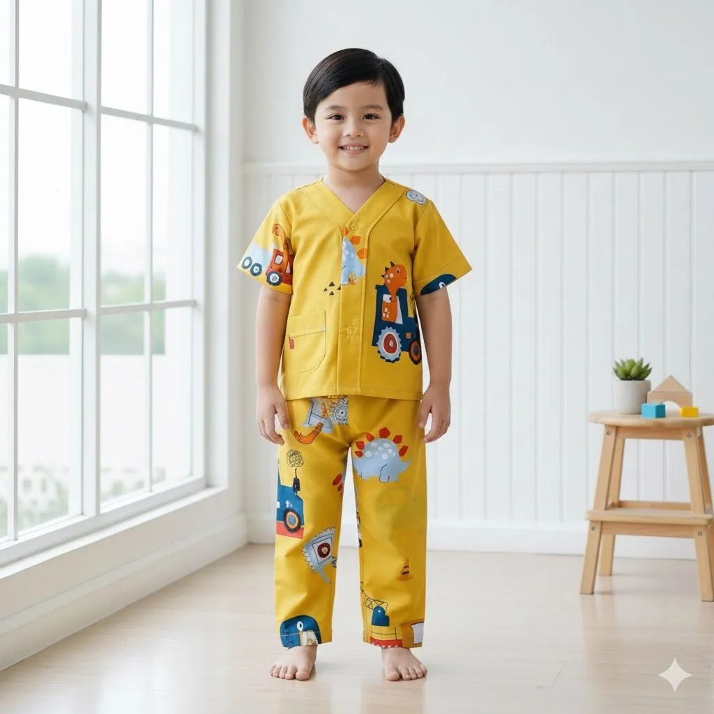 Piyama Anak Premium Untuk Usia 1-10 Tahun Bahan Adem Tanpa Kerah