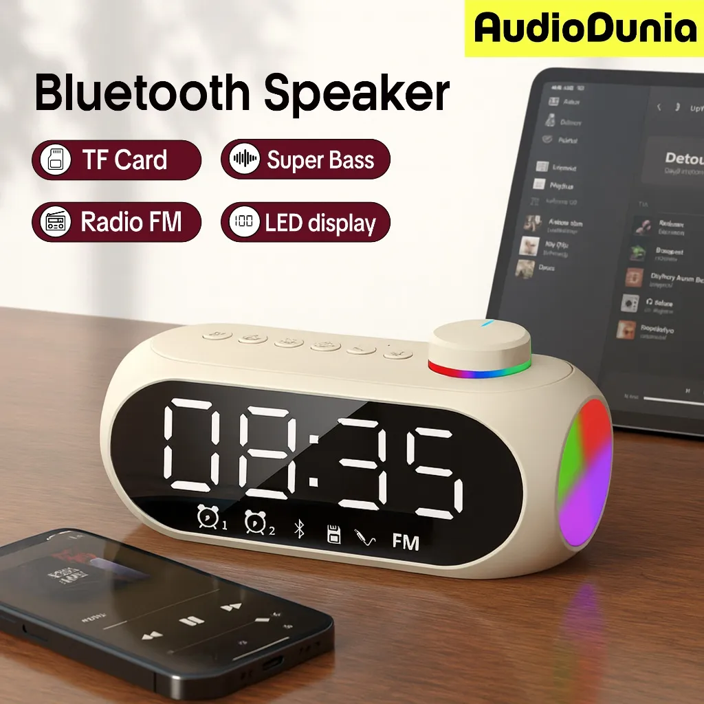[COD] Audio66 Speaker Bluetooth Jam LED Multifunction Alarm Smart Clock Speaker Portable Super Bass Speaker - S8