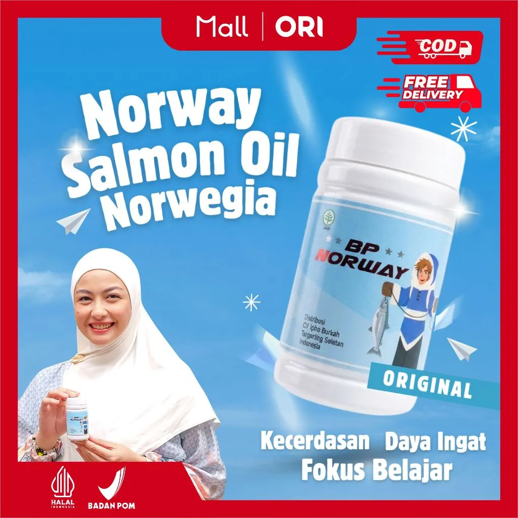 BP Norway Omega 3, DHA, EPA Minyak Ikan Salmon Atlantic Dari Norwegia Suplemen Otak Anak 40 softgel