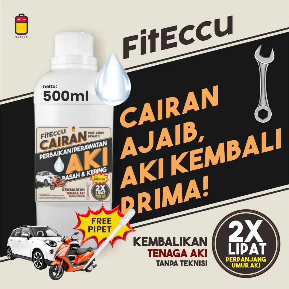FitEccu Cairan Perbaikan Perawatan Aki Basah & Kering - Memperpanjang Umur Aki