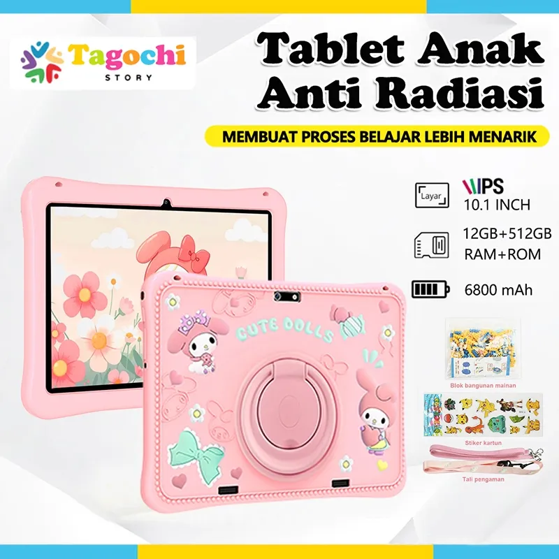 TAGOCHI Tablet Anak Baru 10.1 inch (RAM 12GB+ROM 512GB) Tablet Android Edukasi FHD+ Eye Comfort Display Wifi 5G Dual SIM Kids Study Tab - Garansi Resmi 1 Tahun