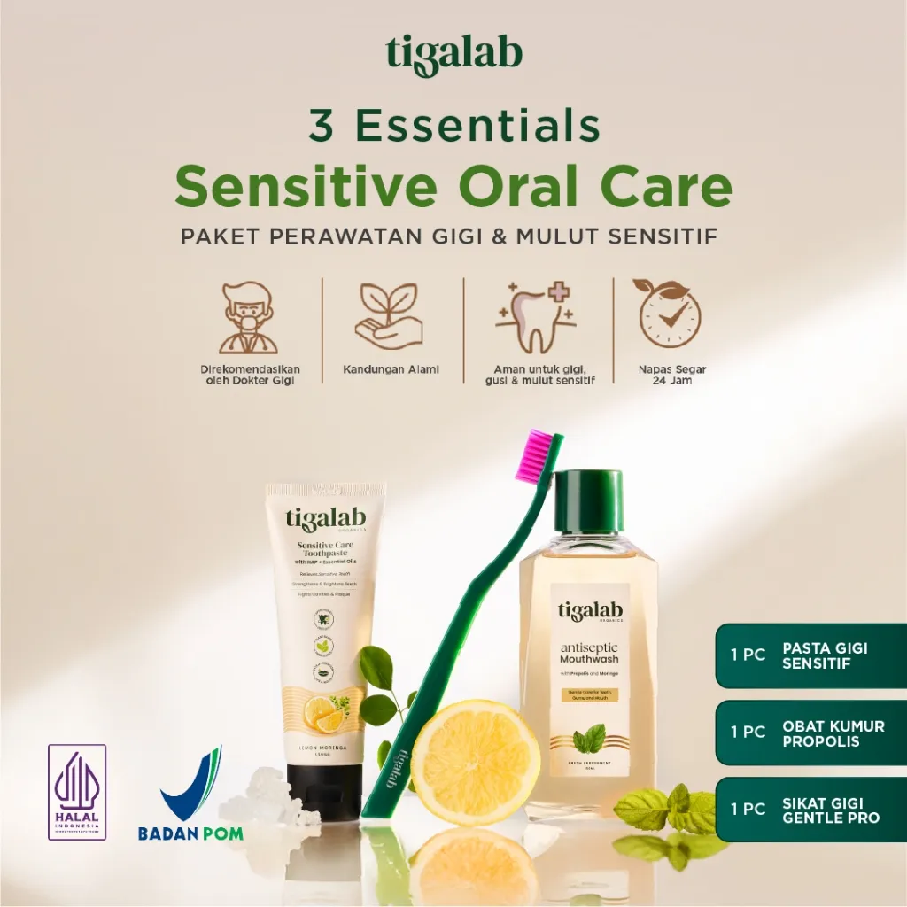 TIGALAB 3 Essential - Bundle Mouthwash + Toothpaste + Toothbrush