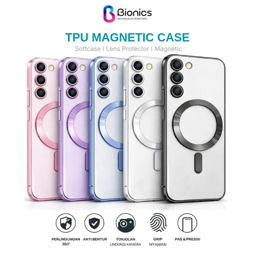 Bionics Case for Samsung A15 A25 A35 A55 A14 A24 A34 A54 A16 A26 A36 A56 A17 A07 Soft TPU Magnetic Case with Lens Protector