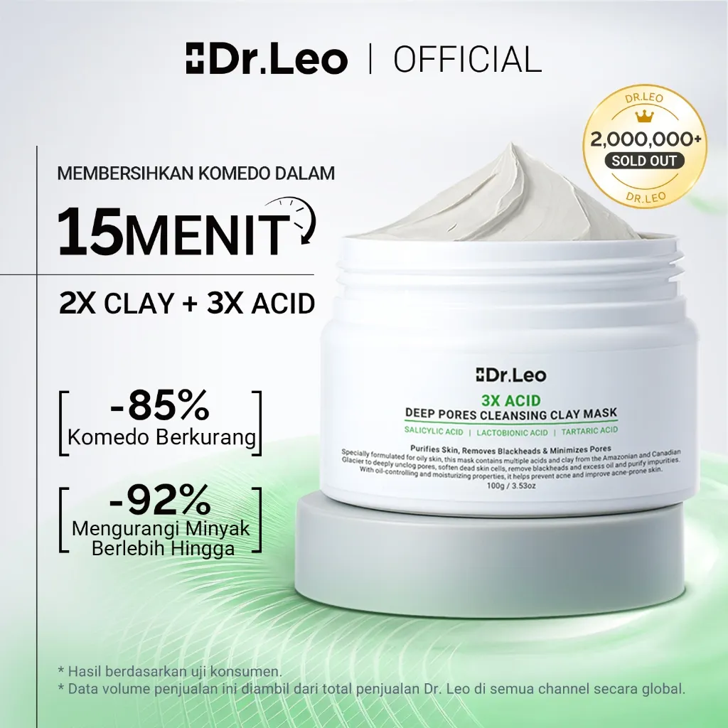 Dr.Leo -Amazon White Deep Pores Cleansing & Purifying Clay Mask Obat Komedo Masker Wajah / Masker Wash Off / Facial Mask / Mud Mask Pembersih Exfoliasi Wajah