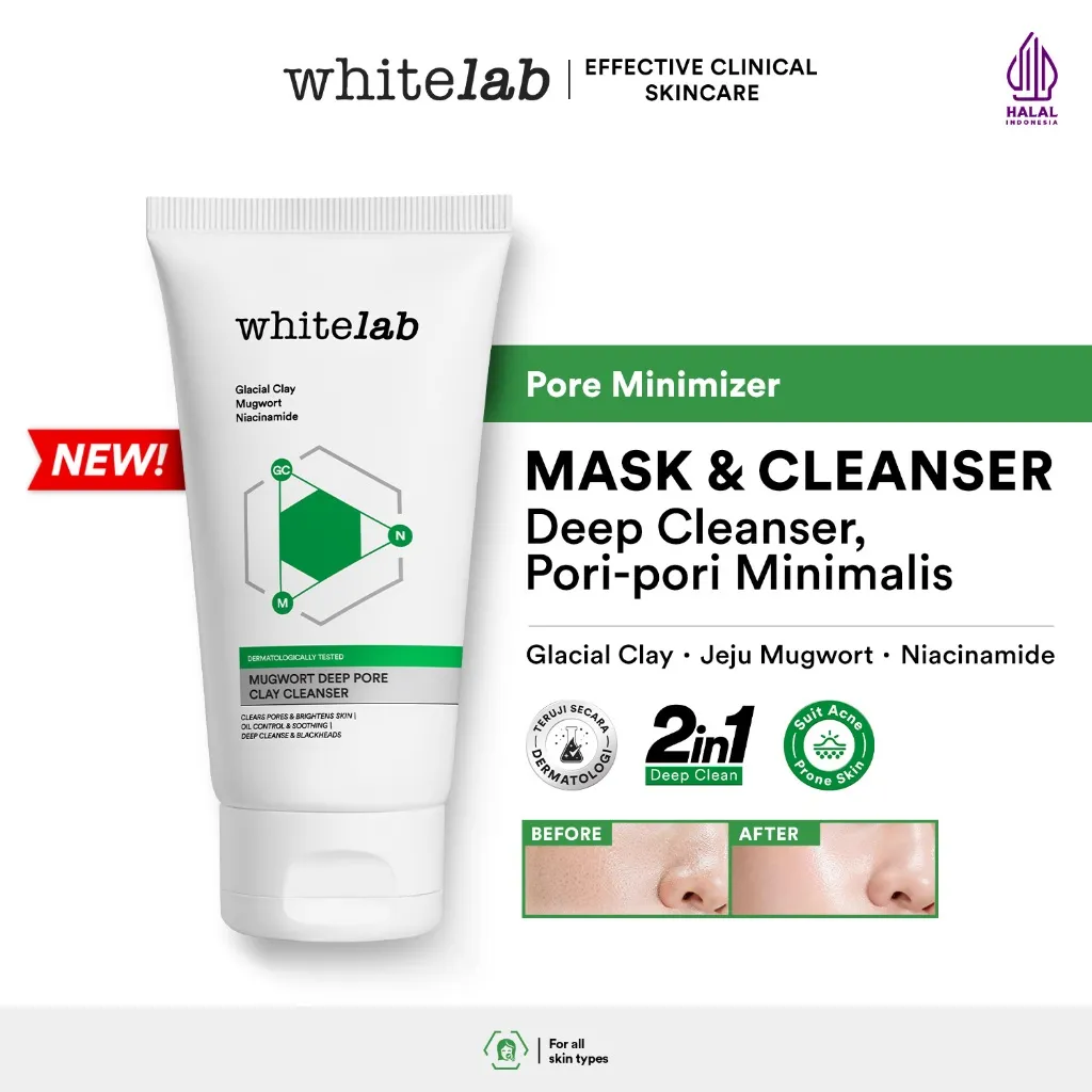 [NEW LAUNCH] Whitelab Mugwort Deep Pore Clay Cleanser - Face Wash & Masker Pori Pori Kecil Minimalis Tanpa Komedo Bebas Jerawat