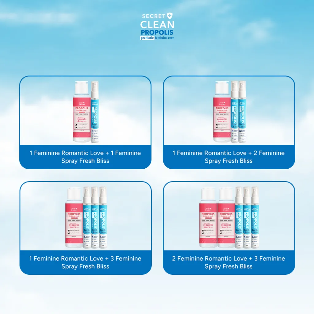 [ROMANTIC LOVE Wash + PREBIOTIC FRESH BLISS Spray] Secret Clean Propolis Feminine Care Package 2pcs / 3pcs / 4pcs / 5pcs
