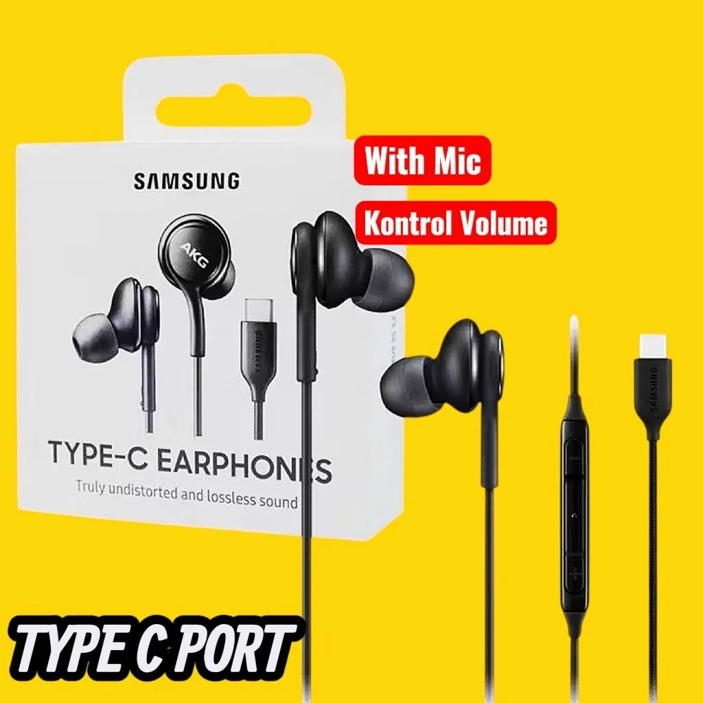 Earphone Headset Kabel Samsung Ak9 Type C Tuned Extra Bass Compatible All Type Port C